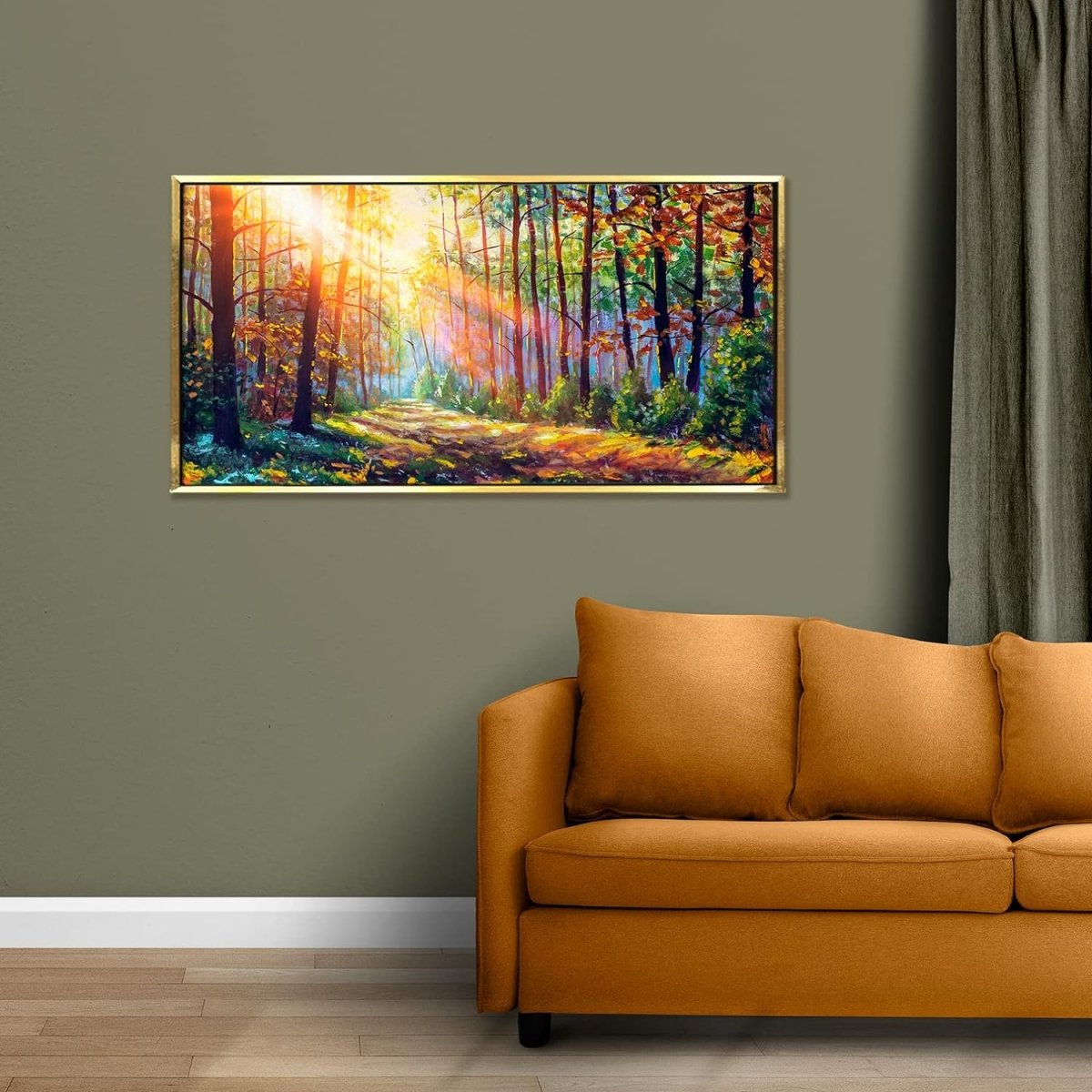 Metalkart Special Sunlight Through the Trees Canvas Wall design (36 x 18 Inches)
