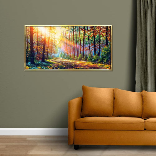 Metalkart Special Sunlight Through the Trees Canvas Wall design (36 x 18 Inches)