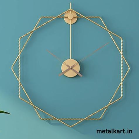 Metalkart Special The Gilded Hexagon Wall Clock (Dia 24 Inches)