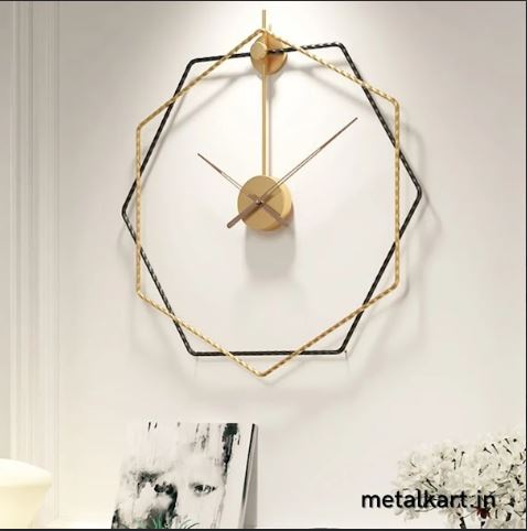 Metalkart Special The Gilded Hexagon Wall Clock (Dia 24 Inches)
