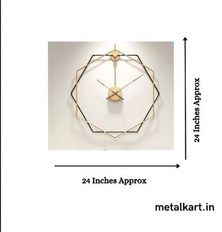 Metalkart Special The Gilded Hexagon Wall Clock (Dia 24 Inches)