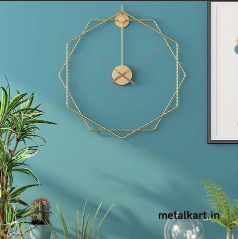 Metalkart Special The Gilded Hexagon Wall Clock (Dia 24 Inches)
