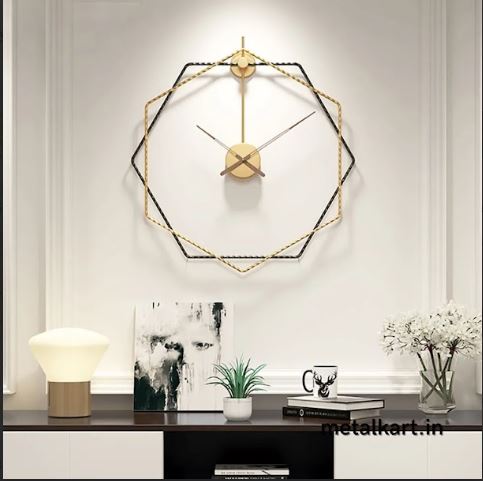 Metalkart Special The Gilded Hexagon Wall Clock (Dia 24 Inches)