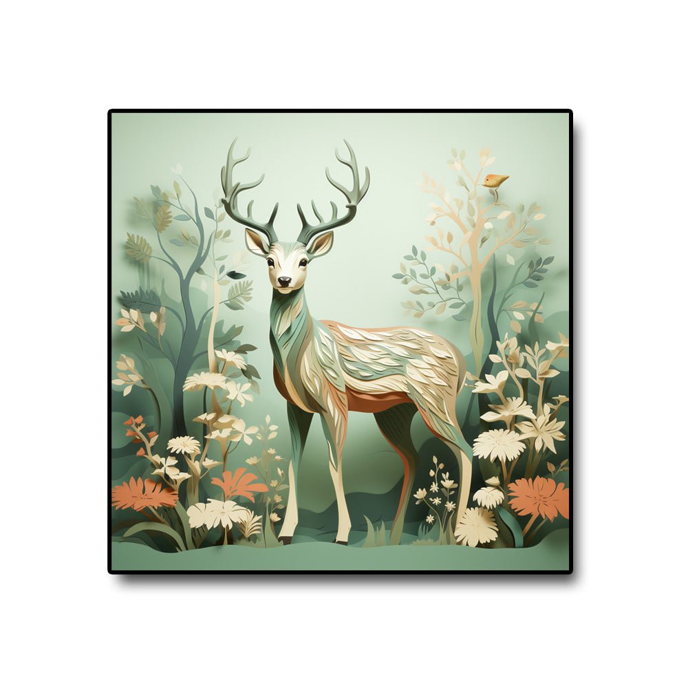 Metalkart Special The Golden Deer Canvas Wall Art (36 x 36 inches)