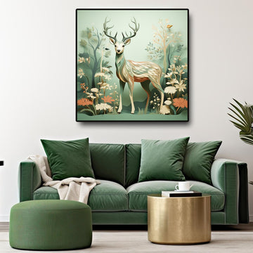 Metalkart Special The Golden Deer Canvas Wall Art (36 x 36 inches)