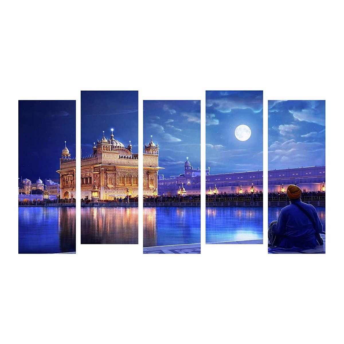 Metalkart Special Tranquility by Amrit Sarovar Wall Painting (Set of 5)