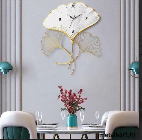 Metalkart Special Triple Ginkgo Wall Clock (23 x 30 Inches)