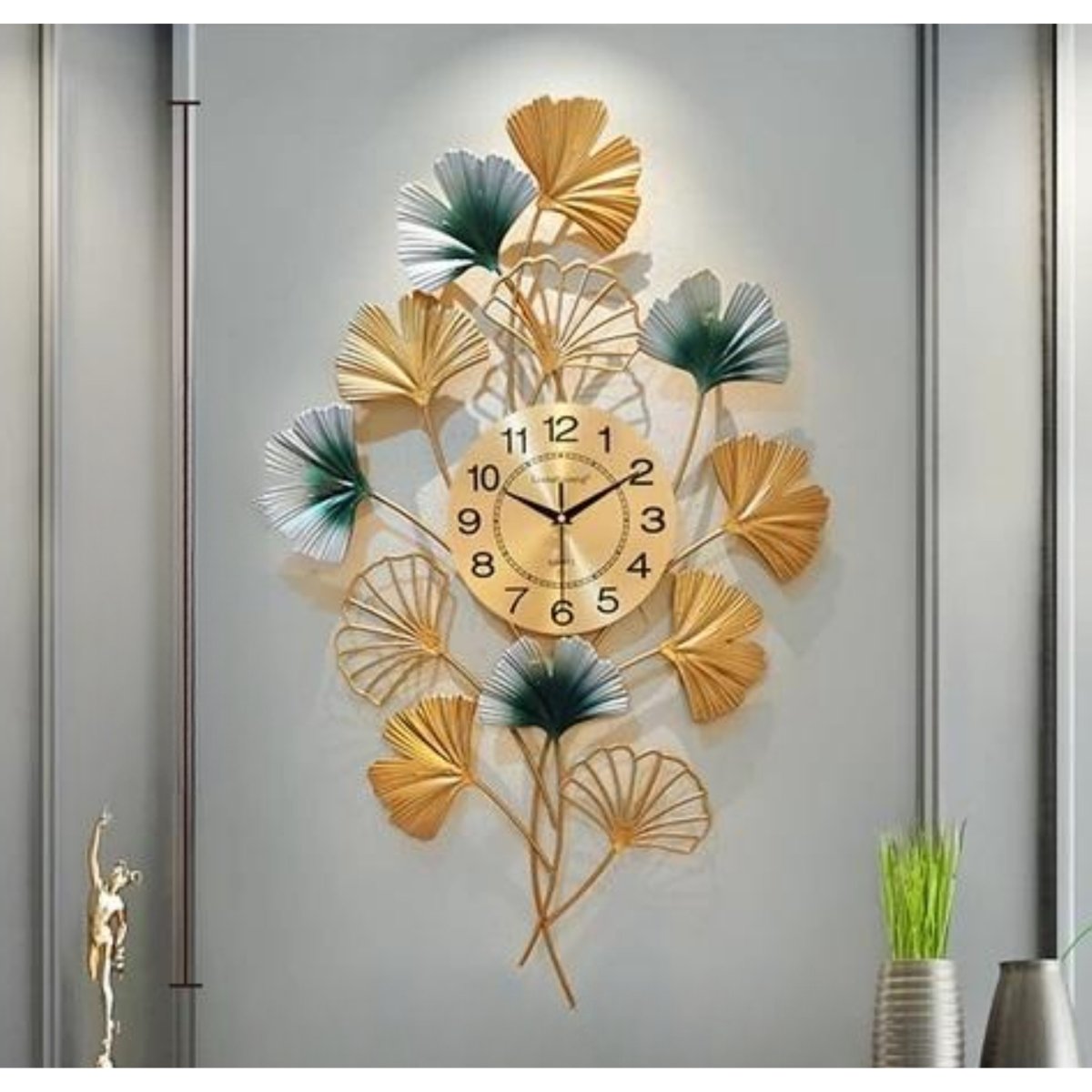 Metalkart Special Vertical Gingko Leaf Wall Clock (24 x 36 Inches)