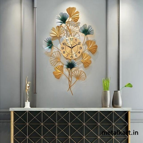 Metalkart Special Vertical Gingko Leaf Wall Clock (24 x 36 Inches)