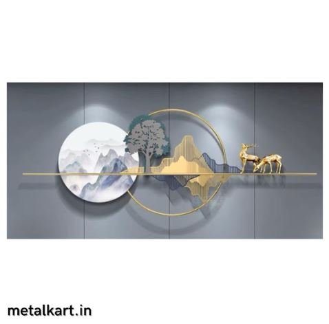 Metalkart Special Whispering Glade, Deer in Golden Armor Wall Art (60 x 26 Inches)