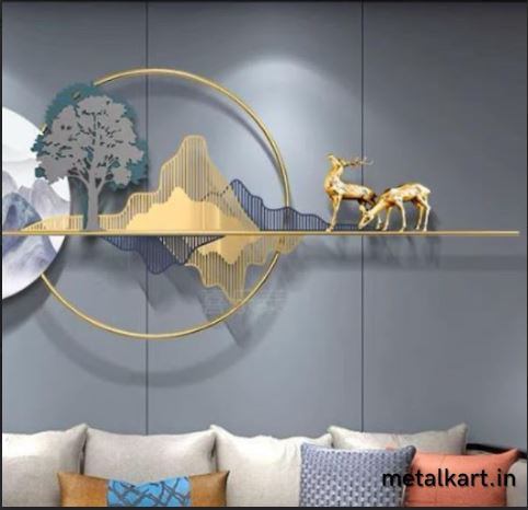 Metalkart Special Whispering Glade, Deer in Golden Armor Wall Art (60 x 26 Inches)