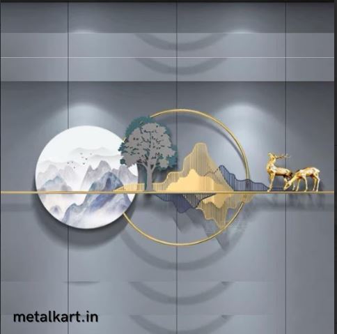 Metalkart Special Whispering Glade, Deer in Golden Armor Wall Art (60 x 26 Inches)