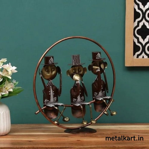 Metalkart Special World of Gandhiji's Three Monkeys For Table top (17*6*17 Inches approx)