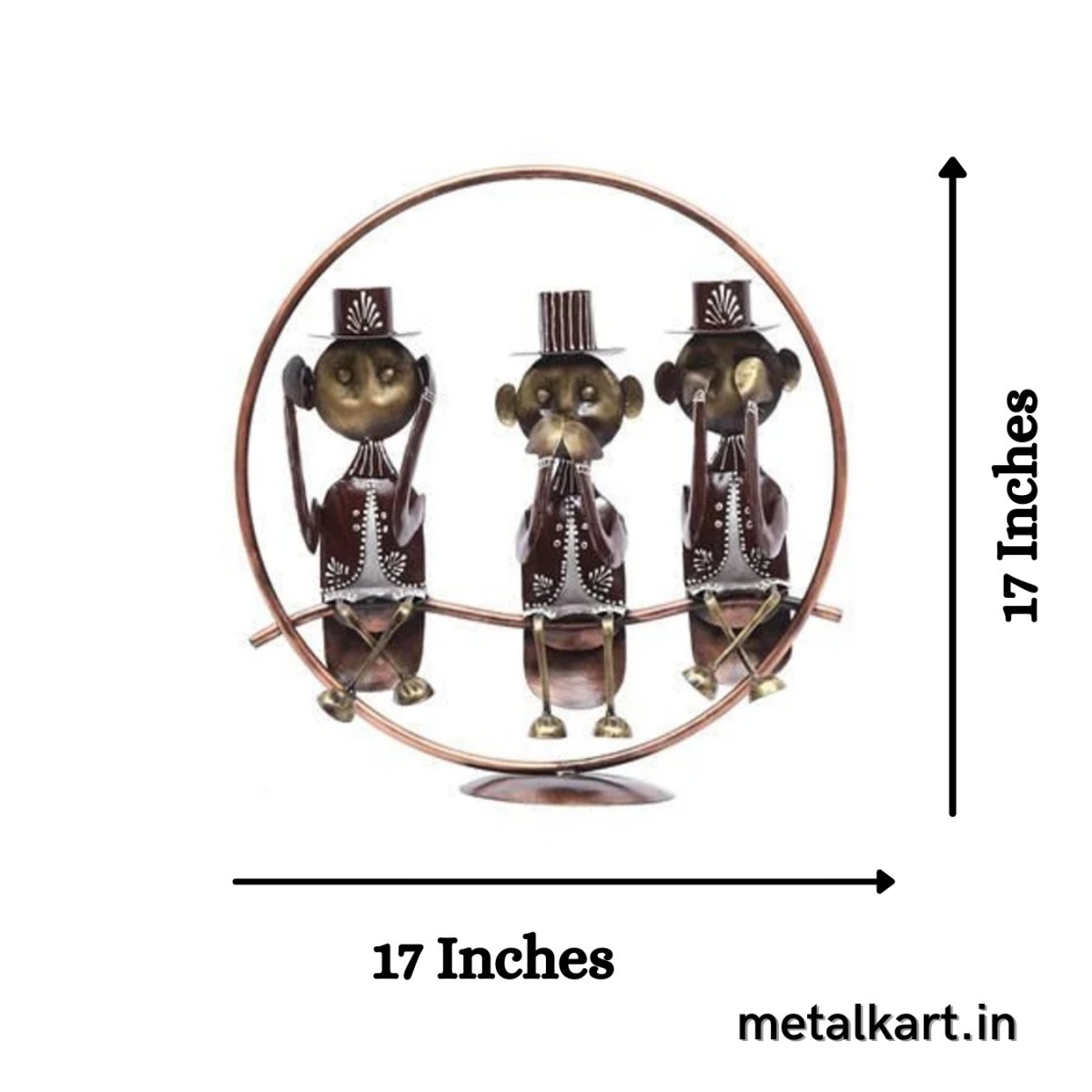 Metalkart Special World of Gandhiji's Three Monkeys For Table top (17*6*17 Inches approx)