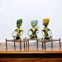 Thumbnail for Metallic 3 Rajasthani Turbaned performers For living room (12*4.5*7 Inches)