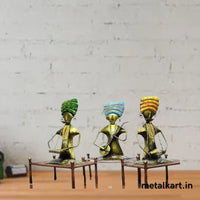Thumbnail for Metallic 3 Rajasthani Turbaned performers For living room (12*4.5*7 Inches)