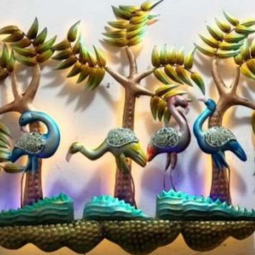 Metallic 4 Cranes (51 * 36 Inches)