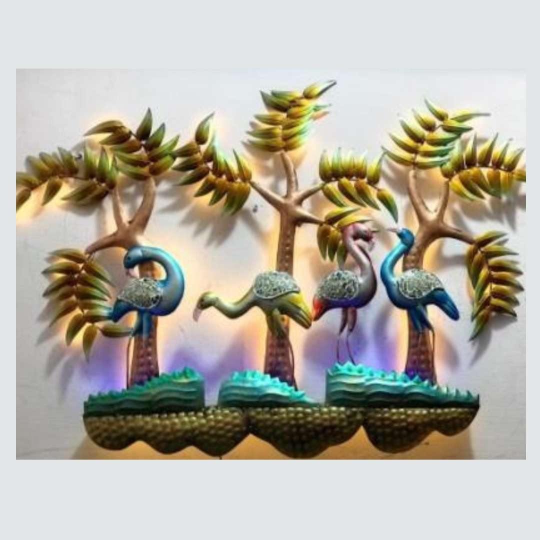 Metallic 4 Cranes (51 * 36 Inches)