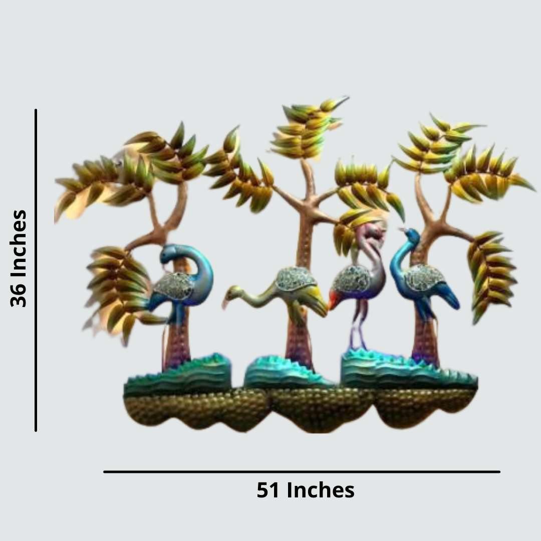 Metallic 4 Cranes (51 * 36 Inches)