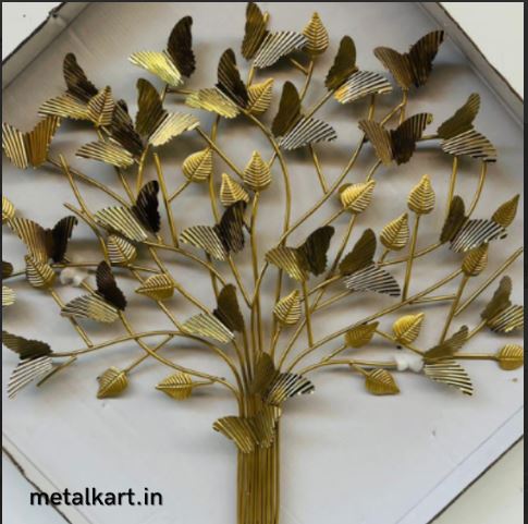Metallic Blooming Branches, Butterfly Ballet Wall Art (31.5 x 30 Inches)