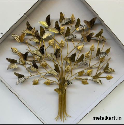 Metallic Blooming Branches, Butterfly Ballet Wall Art (31.5 x 30 Inches)
