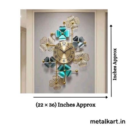 Metallic Blue Blossom Timepiece (36 x 22 Inches)