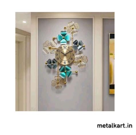 Metallic Blue Blossom Timepiece (36 x 22 Inches)