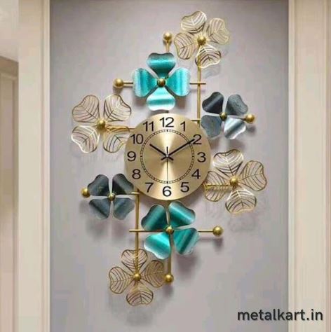 Metallic Blue Blossom Timepiece (36 x 22 Inches)