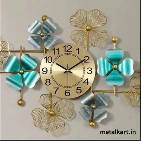 Metallic Blue Blossom Timepiece (36 x 22 Inches)