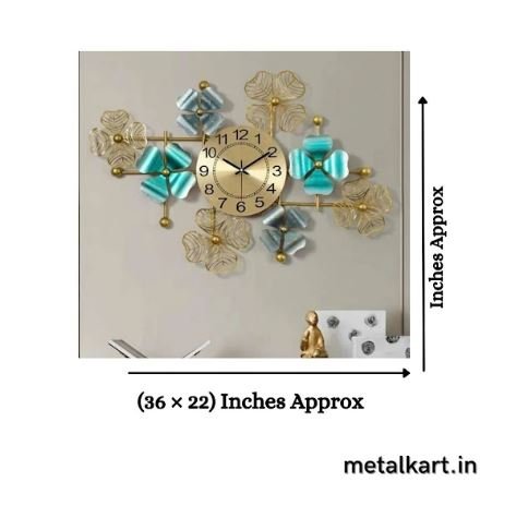 Metallic Blue Blossom Timepiece (36 x 22 Inches)