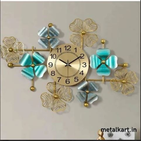 Metallic Blue Blossom Timepiece (36 x 22 Inches)