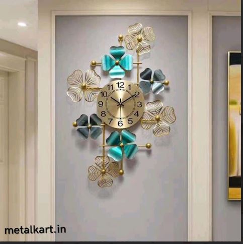 Metallic Blue Blossom Timepiece (36 x 22 Inches)