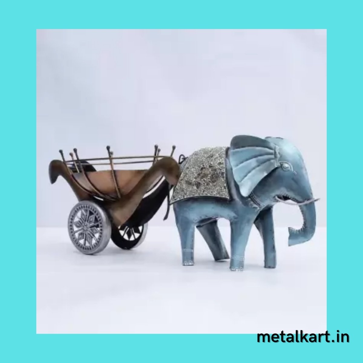 Metallic Blue Elephant Trolly For living room (22*18*04 Inches)