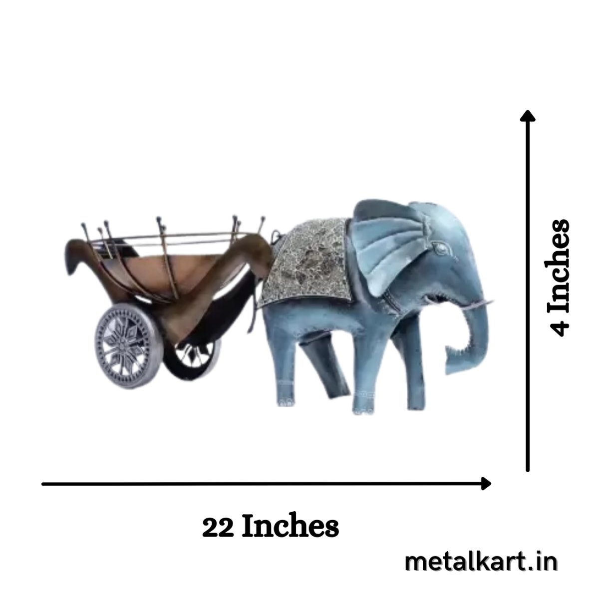 Metallic Blue Elephant Trolly For living room (22*18*04 Inches)