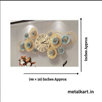 Thumbnail for Metallic Blue Gold Multi Circle Wall Watch (48 x 18 Inches)