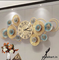Thumbnail for Metallic Blue Gold Multi Circle Wall Watch (48 x 18 Inches)