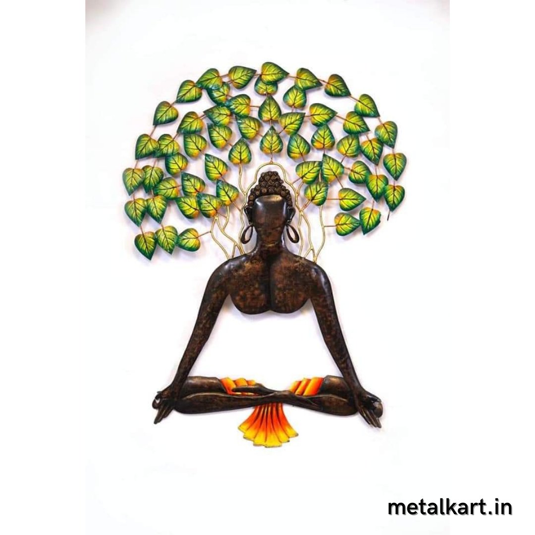 Metallic Buddha Bodhi tree wall art (24 x 18 Inches)