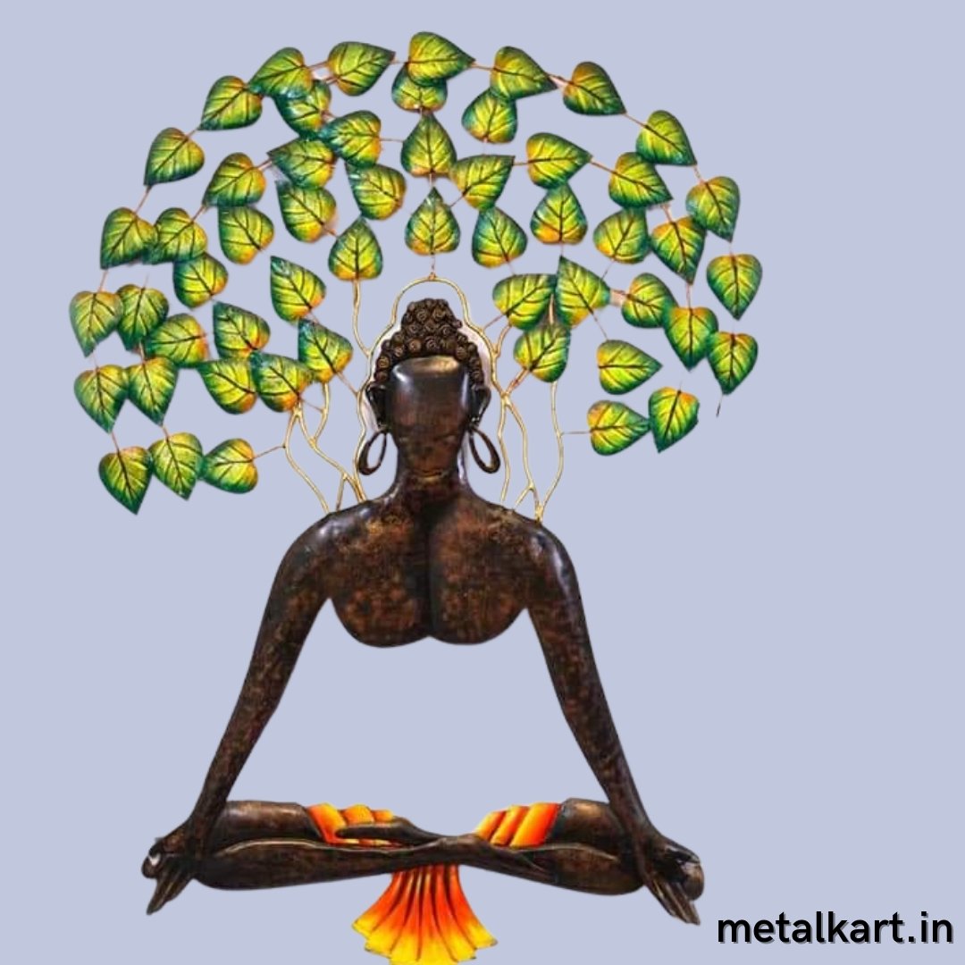 Metallic Buddha Bodhi tree wall art (24 x 18 Inches)