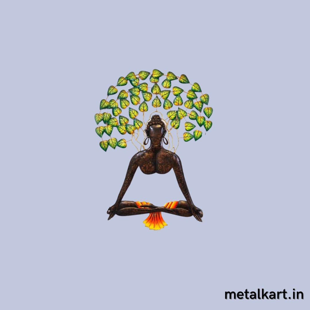 Metallic Buddha Bodhi tree wall art (24 x 18 Inches)