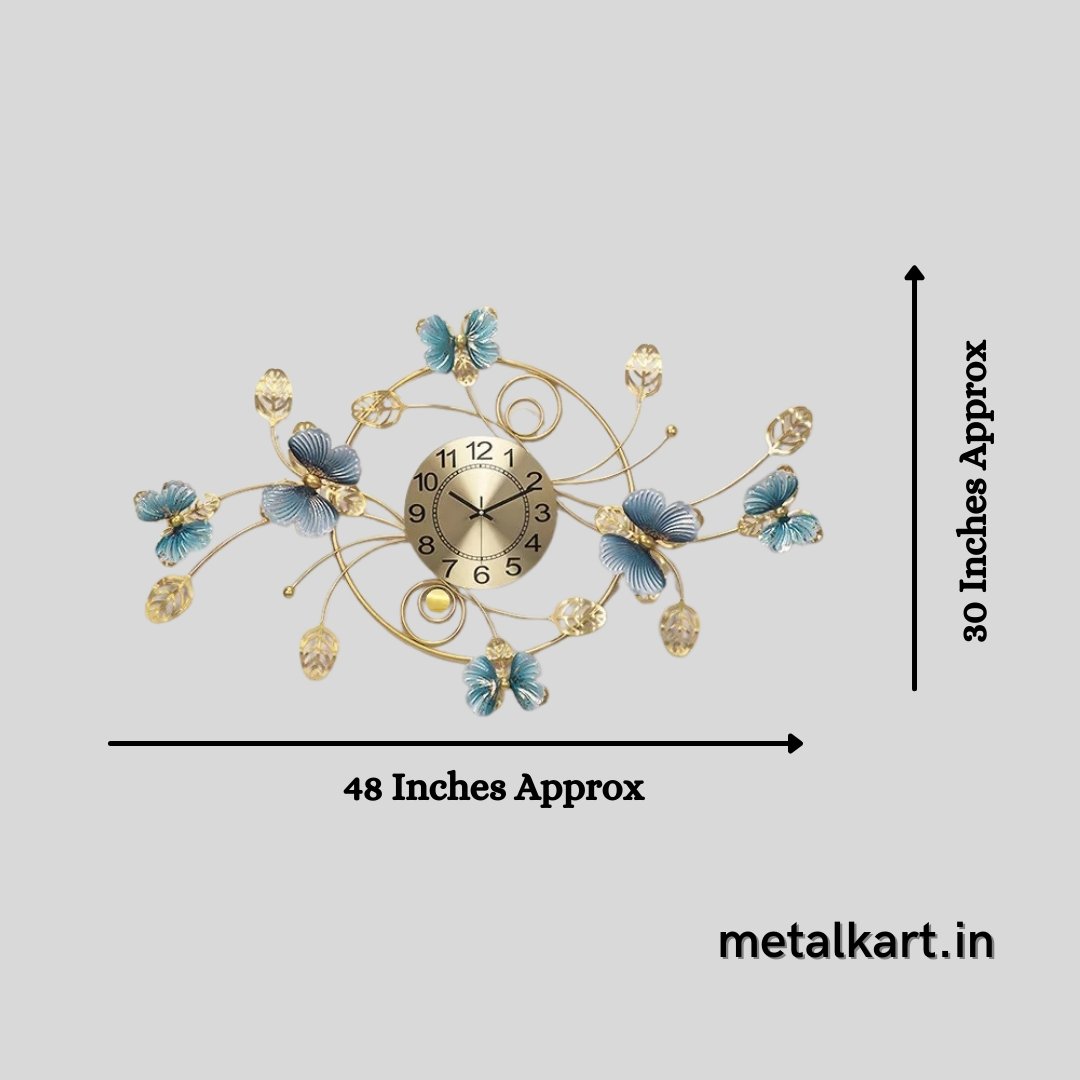Metallic Butterfly ring designer Clock (48 x 30 Inches)