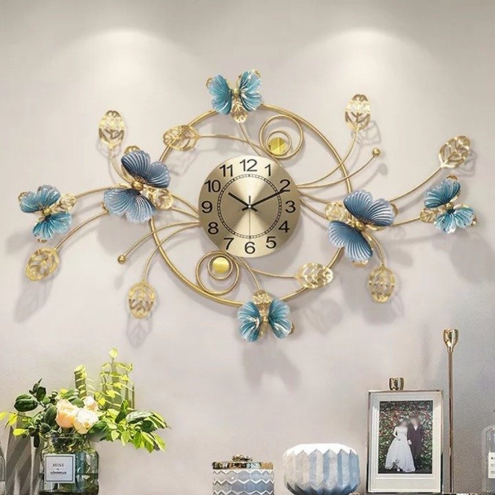 Metallic Butterfly ring designer Clock (48 x 30 Inches)