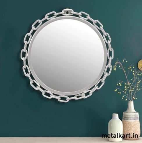 Metallic Chained Circular mirror (18 x 18 Inches)