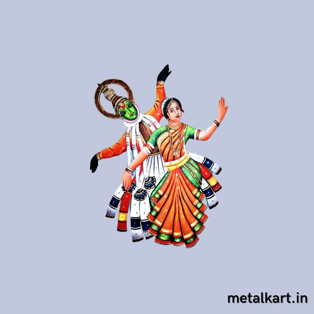 Metallic Classical dance of Kerala Wall Art (24 x 22 Inches)