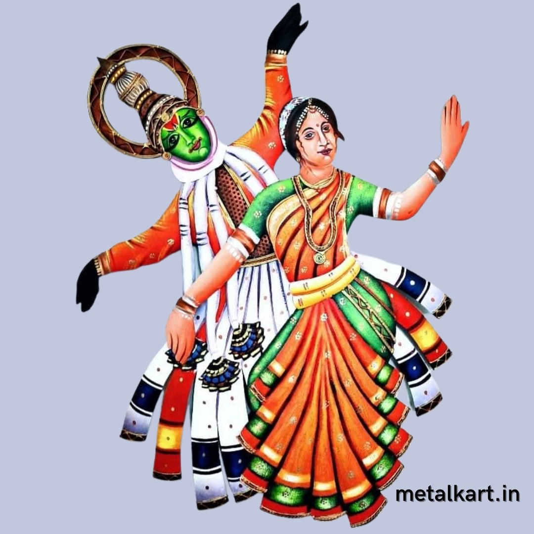 Metallic Classical dance of Kerala Wall Art (24 x 22 Inches)