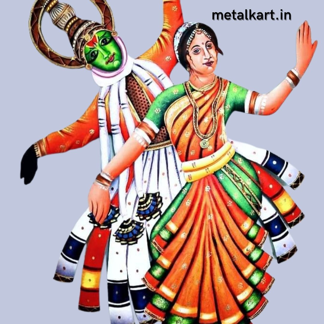 Metallic Classical dance of Kerala Wall Art (24 x 22 Inches)
