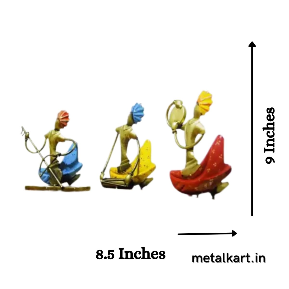 Metallic Colorful Rajasthani Musicians For living room (8.5*6.5*9 Inches approx)