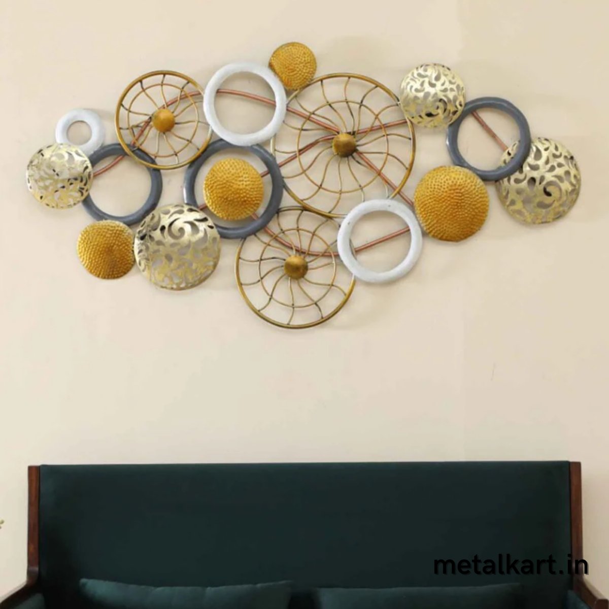 Metallic Combination of Wheels and Plates (52 x 22 Inches)