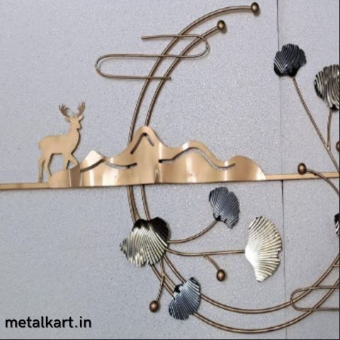 Metallic Crested Moon Deer Wall Art (59.5 x 28 Inches)