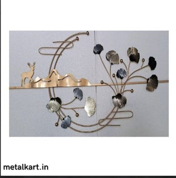 Metallic Crested Moon Deer Wall Art (59.5 x 28 Inches)