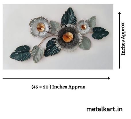 Metallic Enchanted Monochrome Blossoms Wall Accent (45 x 20 Inches)